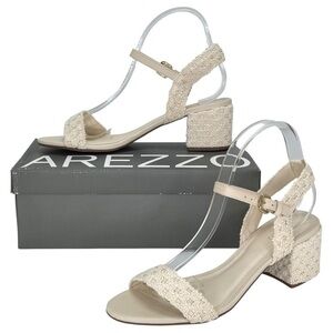 Arezzo Brynn Cream Crochet Womens Mid Heel Sandals Size 9.5M